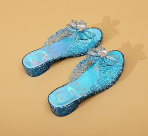 Image of Jelly Sandals for Girls Dress Slide Princess Frozen Inspired Elsa Flats Dance Party Cosplay Snow Queen Birthday Clear Slippers Summer Little Girls, Toddler Slip On