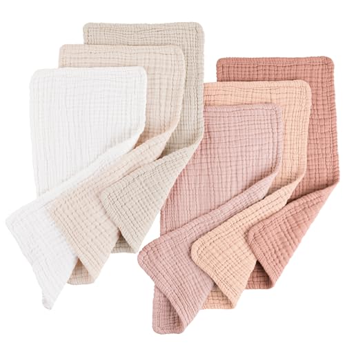 Konssy Muslin Baby Burp Cloths 6 Pack, Soft Absorbent 100% Cotton Burping Clothes for Newborns, Baby Boys and Girls, Unisex