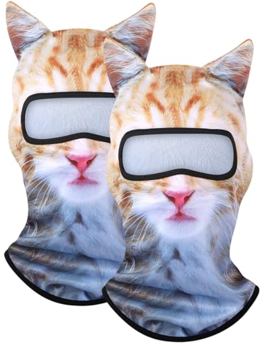 Image of 3D Cat Ski Balaclava Sheisty Face Mask with Ears Cute Animal Ski Mask for Music Festivals Raves Party Outdoor Activities
