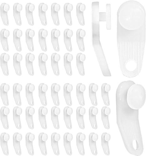 50 Pcs White Plastic Curtain Hooks Curtain Roller Curtain Track Gliders Traverse Rod Slides Curtain Track Glider Hooks Cross-bar Slide Rail Replacement Parts Plastic Curtain Rail Track Hooks