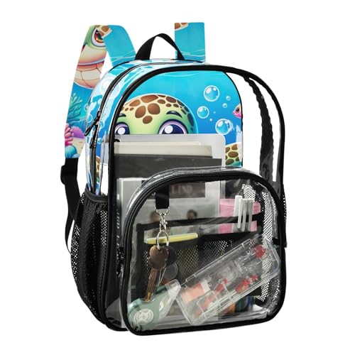 Women Clear Backpack Cute Cute Cartoon Green Turtle Boys Backpacks for Girls Plastic See through Bookbag2