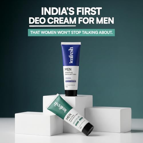 Image of imfresh Men Cream Sweet Killer + Original Deodorant Cream Combo For Whole body & Underarms Area | Long Lasting Odour Control | Whole Body Odour Protection | Helps in brightening underarms | Alcohol-Free | Natural Ingredients | 150gm