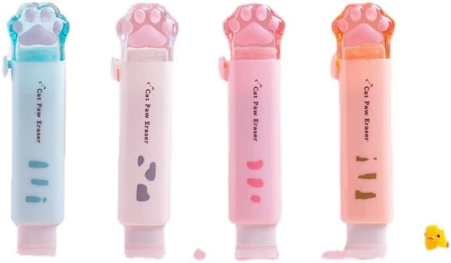 Miniatura 2 de 4 Pcs Kawaii Cat Paw Shaped Retractable Erasers Cutecore Push-Pull Rubber for Students Aesthetic School Supplies