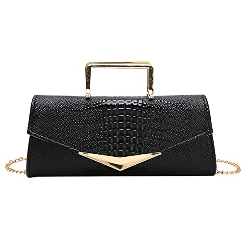 Image of Women Vegan Leather Evening Handbag Crocodile Pattern Handle Clutch Purse Cross Body Envelope Bag