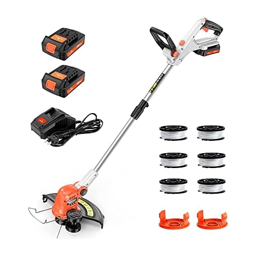 PAXCESS 20V 12-Inch Cordless String Trimmer/Weed Eater, 2 PCS 2.0Ah Battery & Charger Weed Wacker, 6 PCS Spool Line & 2 Cap Included, 180° Rotatable Handle, Adjustable Rod Length, Lightweight