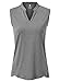 BGOWATU Women's Golf Polo T-Shirts Sleeveless V Neck Collarless Tennis Shirts UV Protection Quick Dry Lightweight Dark Gray L