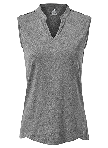 Image of BGOWATU Women's Golf Polo T-Shirts Sleeveless V Neck Collarless Tennis Shirts UV Protection Quick Dry Lightweight