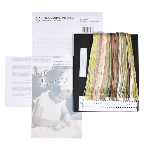 Image of Thea Gouverneur - Counted Cross Stitch Kit - Deer Family - Aida - 16 Count - Embroidery Kit for Adults - DMC Embroidery Threads and Other Cross Stitch Supplies Included - 938A