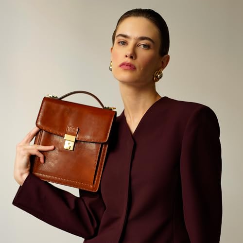 Time Resistance Small Leather Briefcase for Men - Crossbody Bag - Italian Leather Messenger Bag - Gift Box Included3