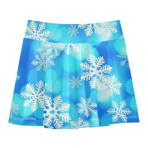 Christmas Snowflakes Blue Toddler Tennis Skirts Breathable Athletic Shorts Girls Skorts Teen Skirt 4t