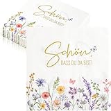 Xinfin 40 Stück Servietten Geburtstage & Hochzeit - Schön Dass Du Da Bist - Papierservietten mit Blumen Motiv - Partyservietten Tischdeko für Sommerparty, Taufen, Frühling, Oster