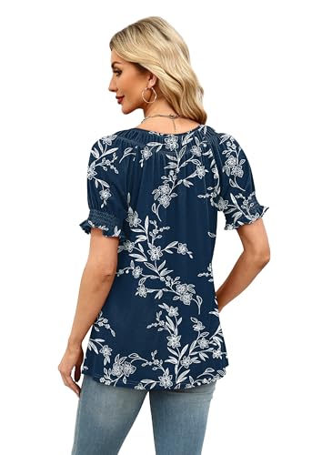 Image of WIHOLL Womens Short Sleeve Square Neck Summer Tops Dressy Casual Blouses Trendy Clothes 2026