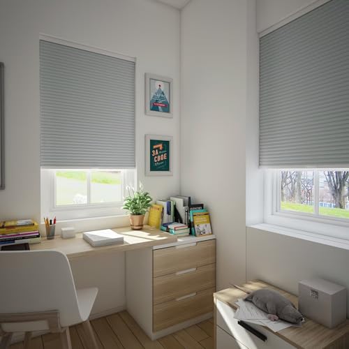 Changshade Cordless Cellular Shades, Blackout Room Darkening Black Out Honeycomb Blinds for Indoor Windows Bedroom, Pull Down Pleated Accordion Blind Easy Install, Shade Size 40" Wx64 H, Gray by Changshade - Image 4