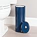 mDesign Modern Plastic Toilet Tissue Paper Roll Holder Canister Stand with Lid - Vertical Bathroom Storage for 3 Rolls of Toilet Tissue - Holds Large Mega Rolls - Navy Blue