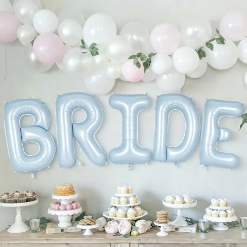 Image of 40 Inch Blue BRIDE Balloons, Giant Bride To Be Balloon, Letter Balloons for Bachelorette Party, Bridal Photo Booth Banner, Wedding Decorations