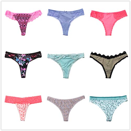 UWOCEKA Sexy Thongs for Women,Varity of T-Backs Sexy Underwear 20 Pack of G Strings Lacy Undies Panties Tanga