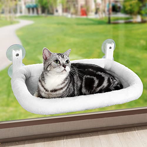 Aomas Cat Window Perch, 21'' Spacious Cat Window Hammock, Ultra Soft Cat Window Seat Bed For Indoor Cats, Safety Cordless Kitty Cat Window Shelves Sill Mounted By 4 Large Suction Cups #TOP1