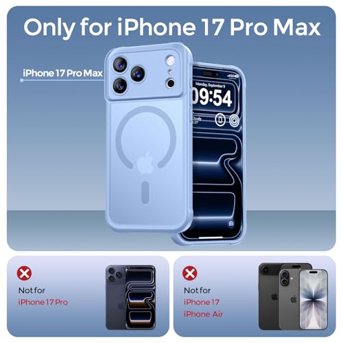 Thomo Magnetic for iPhone 17 Pro Max Case, [Compatible with Magsafe] [Full Camera Protection] Translucent Matte Military Grade Shockproof with Anti-Fingerprint Phone Cover 2025, Light Blue by Thomo - Image 2