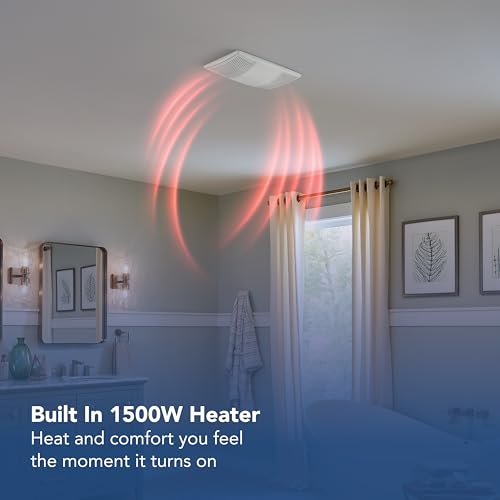 Image of Broan-NuTone Non-Lit PowerHeat Bathroom Exhaust Fan and Heater, 110 CFM, 2.0 Sones, White