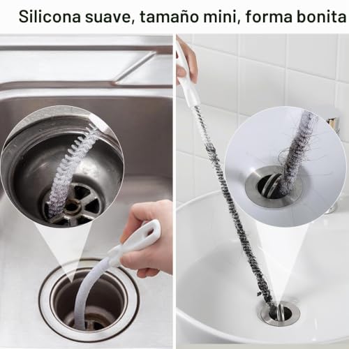 Miniatura 5 de Rafiyu 5 Piezas Cepillo De Limpieza Para Desagüe, Incluyendo 2 Cepillo Desatascador Tuberias 45cm Y 3 Cepillo Limpieza Diferentes Para El Detalle, Flexible Limpia Tuberias, Para Baño Y Cocina