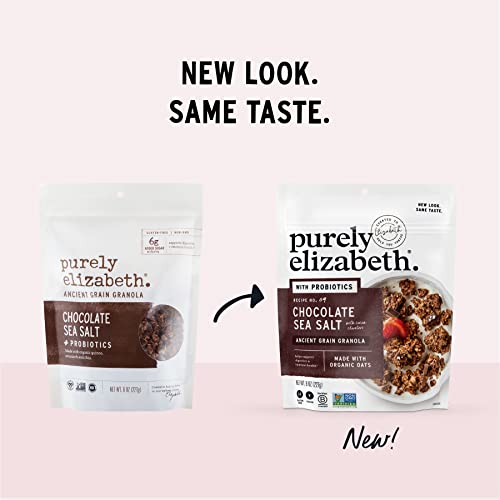 Purely Elizabeth, Chocolate Sea Salt, Ancient Grain Granola with Probiotics, Gluten-Free, Non-GMO (8oz Bag) (Pack of 2) - Thumbnail 4