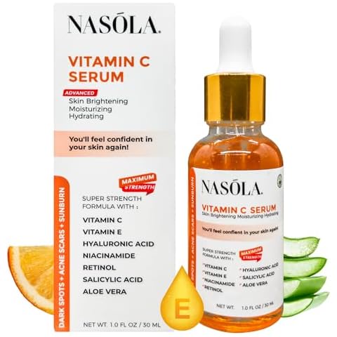Nasola Vitamin C Serum for Skin Clarifying, Complexion Revitalization, Hydrating, Age Defying with Retinol, Salicylic, Hyaluronic Acid, Niacinamide & Aloe Vera Cover
