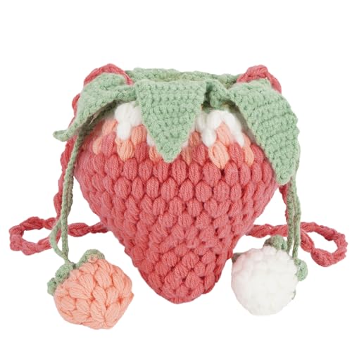 Image of Minache Women Mini Fruit Knitting yarn Crochet Crossbody Shoulder Bag Coin Purse