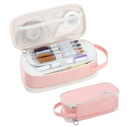 Large Pencil Case for Girls Teens Kids School Zipper Pencil Pouch Pink