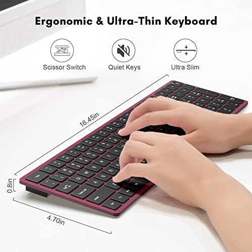 Wireless-Keyboard-24G-Computer-Keyboard-Wireless-Full-Size-with-Number-Pad-and-Shortcut-Keys-Silent-Quiet-External-USB-Cordless-Keyboard-for-Laptop-Windows-1087-PC-Chromebook-Wine-Red
