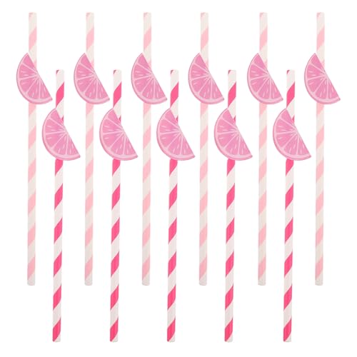 DOITOOL 30 pitillos de papel multicolor diseño naranja y rosa miniatura 1