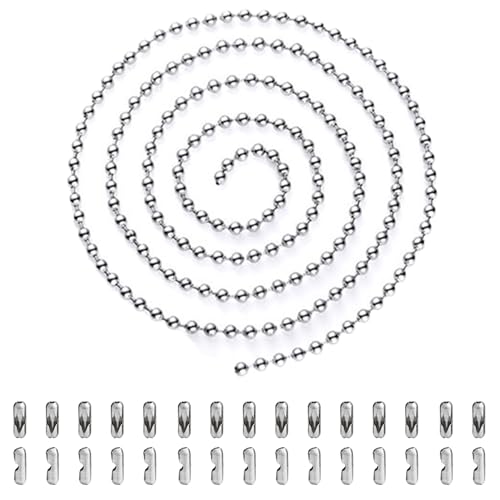 TRKETK Chaîne de Perles à Billes de 5 Mètres, Extension de Chaîne de Traction à Rouleaux de Perles Chaîne de Store Enrouleur de Perles en Métal avec 30...