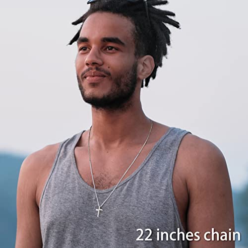 REVEMCN Black Gold Silver Cross Necklace for Boys Stainless Steel Mens Cross Pendant Chain Necklace for Men Women Religious Jewelry Gifts for Boys Girls Chain 16-24 Inches3