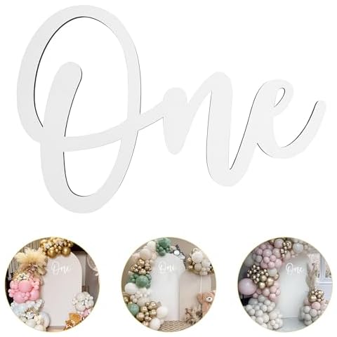 One Sign for First Birthday Decorations Wooden White One Photo Prop for Photoshoot Cover