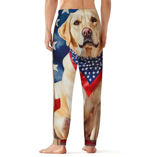 Labrador Dog U.S. Flag Men's Pajama Pants Soft Lounge Bottoms Lightweight Jogger for Sleeping3