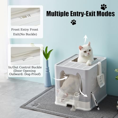 Arenero cerrado para gatos mediano con tapa y accesorios miniatura 3