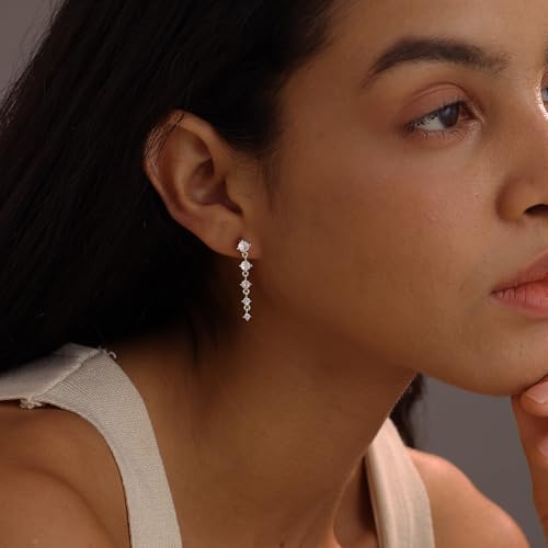 Silver Earrings for Women,Dainty Dangle Earrings Silver Plated Drop Earrings for Women Trendy Hypoallergenic CZ Stud Earrings Wedding Pearl Earrings Dangling Cute Small Hoop Earrings Jewelry2