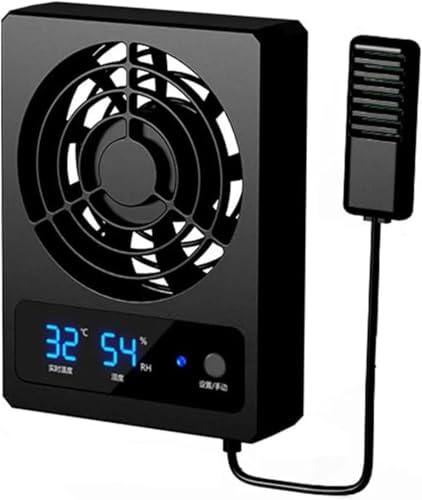 Digital Display Intelligent Control Ventilation Fan Reptile Rainforest Tank Thermometer and Hygrometer
