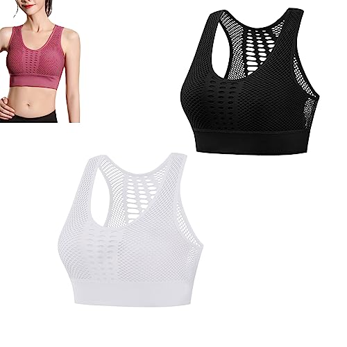 Camiseta sin Mangas de Yoga para Mujer con Sujetador Deportivo de Malla Transpirable