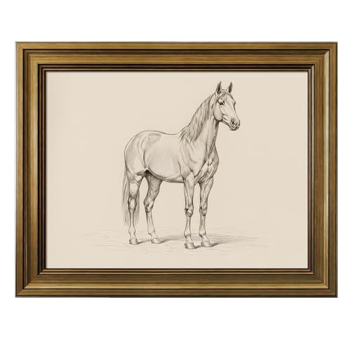 HISPACE Vintage Framed Wall Art for Living Room,8x10 Inch Horse Sketch Canvas Print for Living Room Bedroom Decor,Unique Gift Wall Decor for Friends and Family
