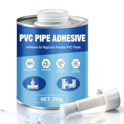 NoxGule 250g PVC Kleber Kontaktkleber Rohrklebstoff mit Pinsel Starke Haftung Verkleben von Wasserrohren Geeignet für die Installation von PVC-Rohrverbindungen Rohren