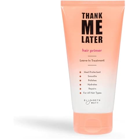 Vegan & Cruelty-Free Thank Me Later Hair Primer | Heat Protectant Treatment Preps for Styling, Protects Against Heat, Repairs, Smooths, Shines, Polishes Hydrates (150mL) by Elizabeth Mott, Clear Cover