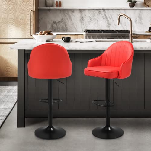 Magshion Adjustable Bar Stool Set Of 2 With Back, Blue Swivel Barstools For Bar, Kitchen, Dining, Living Room #TOP1