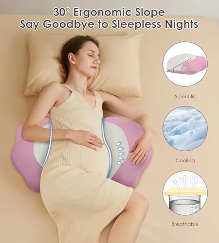 Image of Memory Foam Maternity Pillow for Sleeping, Pregnancy Pillows Support for Back Belly HIPS, Adjustable Travel Wedge Pillow for Pregnant Women, Side Spleeping Pregnant Pillows with Pillowcase