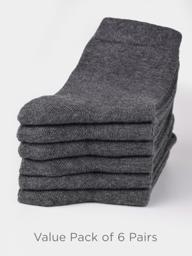 Image of COTTON DAY Unisex Kids Youth Boys Girls Soft Cotton School Crew Dress Socks Seamless Toe Black White Gray Navy 6 Pack