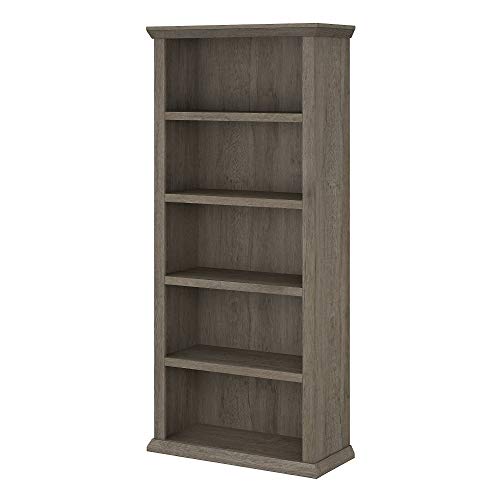 Bush Furniture Yorktown Tall 5 Shelf Bookcase, Restored Gray