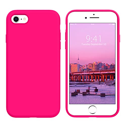 BENTOBEN iPhone SE Case 2022/2020, iPhone 8/7 Case, Soft Liquid Silicone Gel Rubber Bumper Shockproof Protective Phone Case Cover for iPhone SE iPhone 7/8 4.7 inch, Hot Pink