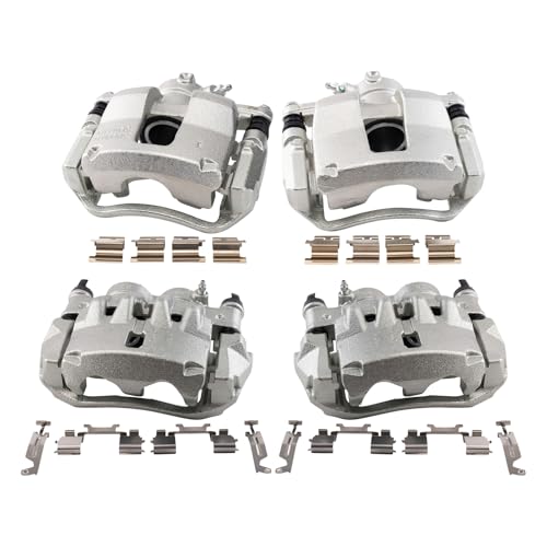 Image of TRQ Front and Rear Brake Caliper Set Zinc Coated Brackets Compatible with 2014-2017 Ram ProMaster 1500 2014-2017 ProMaster 2500 3500