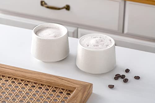 Syjan Home Ceramic Tea Cup Set,6.5Oz Small Coffee Cups For Cappuccino,Latte,Handleless Tea Cups,Ceramic Espresso Cups Set Of 2,Demitasse Cups (White, 2) #TOP4