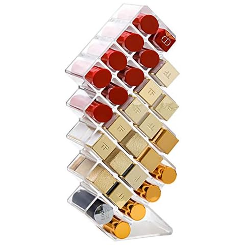 V-HANVER Fish Shape Lipstick Organiser Tower, Lip Gloss Storage Holder Stand for 28 Lip Sticks, Perfect for Makeup Cosmetic Vanity and Dresser Display, Clear Acrylic Cover