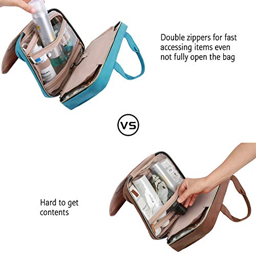 Image of BAGSMART Toiletry Bag Travel Bag with hanging hook, Water-resistant Makeup Cosmetic Bag Travel Organizer for Accessories, Shampoo, Full Sized Container, Toiletries, Teal